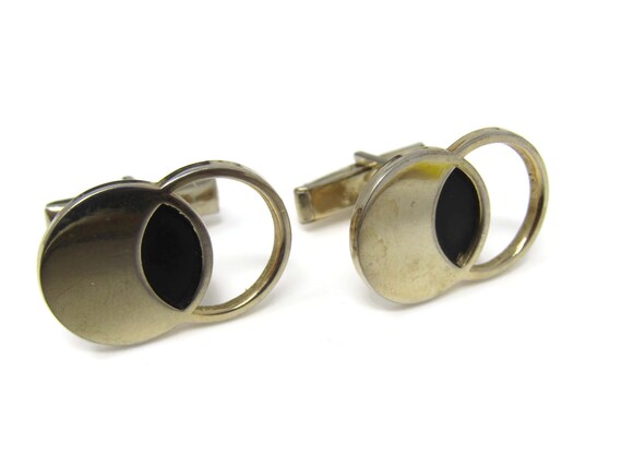 Vintage Gold Tone Interlocking Circles Cufflinks … - image 2