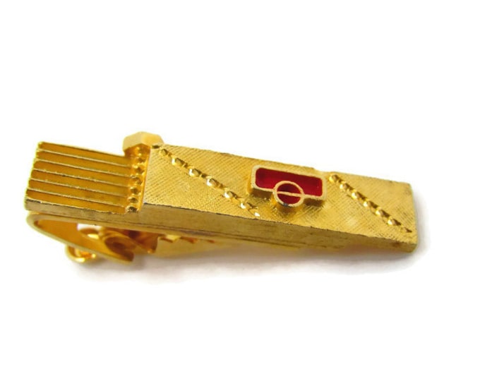 Screw Industrial Art Tie Clip Vintage Tie Bar: Amazing Design Red Accent Shapes