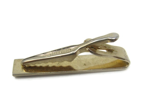 Crown Tip Tie Clip Bar Gold Tone Vintage Men's Je… - image 4