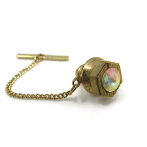 Colorful Jewel Hexagon Tie Tack Pin Vintage Men&#39;s Jewelry Nice Design