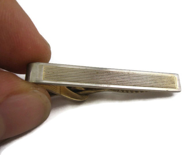 Vintage Tie Bar Clip: Horizontal Groove Gold Tone