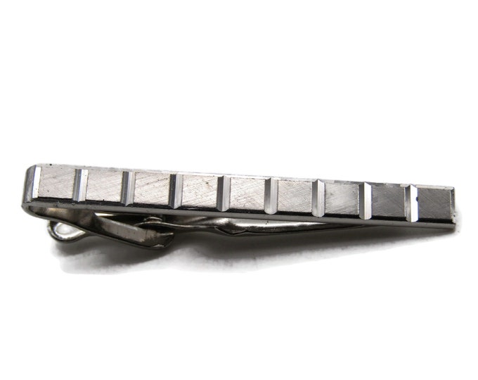 Etched Squares Tie Clip Tie Bar Men's Jewelry Silver Tone