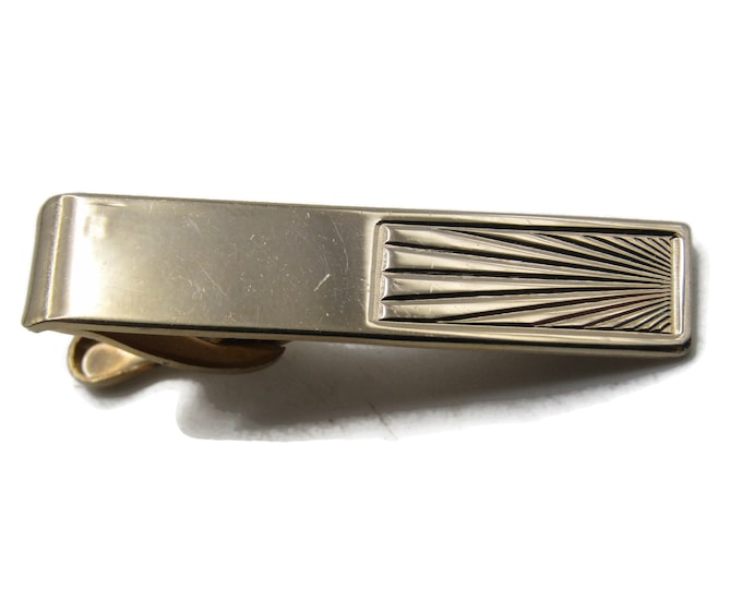 Sunburst Design Modernist Tie Clip Tie Bar Men's Jewelry Gold Tone
