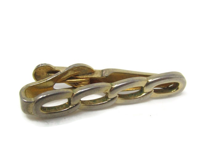 Chain Link Chain Tie Clip Bar Gold Tone Vintage Men's Jewelry Nice Design