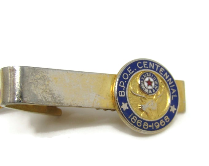 BPOE Centennial 1968 Tie Clip Bar Gold Tone Vintage Men's Jewelry Nice Design