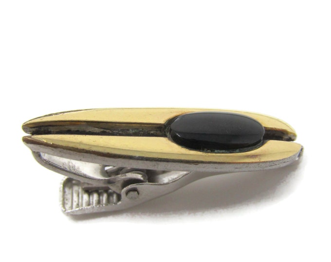 Black Retro Tie Clip Tie Bar: Vintage Gold Tone - Stand Out from the Crowd with Class