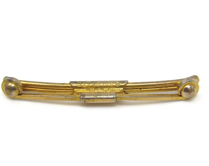 Vintage Tie Collar Clip Bar Curl Ball Ends Gold Tone Vintage Men's Jewelry Nice Design