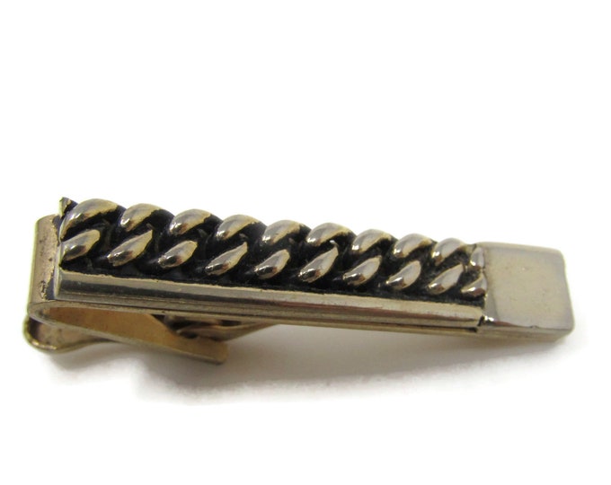 Chain Design Smooth Tip Tie Bar Clip Vintage Gold Tone Stand Out w/ Style Fit In with Class