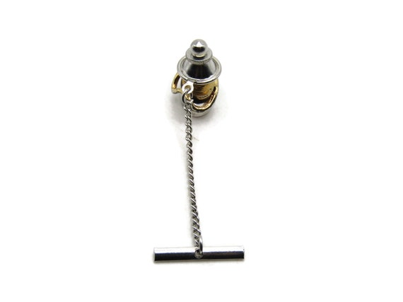 White Stone And Black Background Resin Tie Pin Me… - image 3