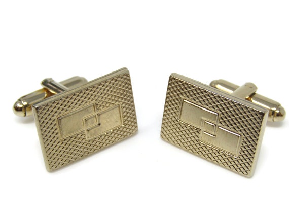 Vintage Brass Tone Cufflinks: Textured Overlappin… - image 3