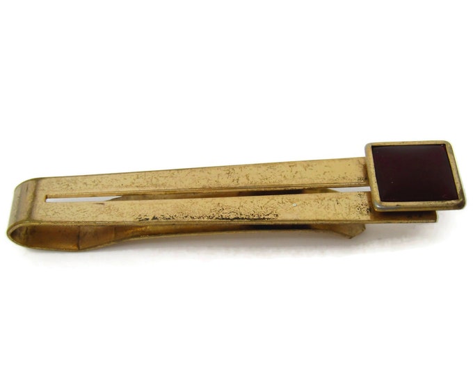Men's Tie Clip Vintage Gold Tone Dark Accent Tip