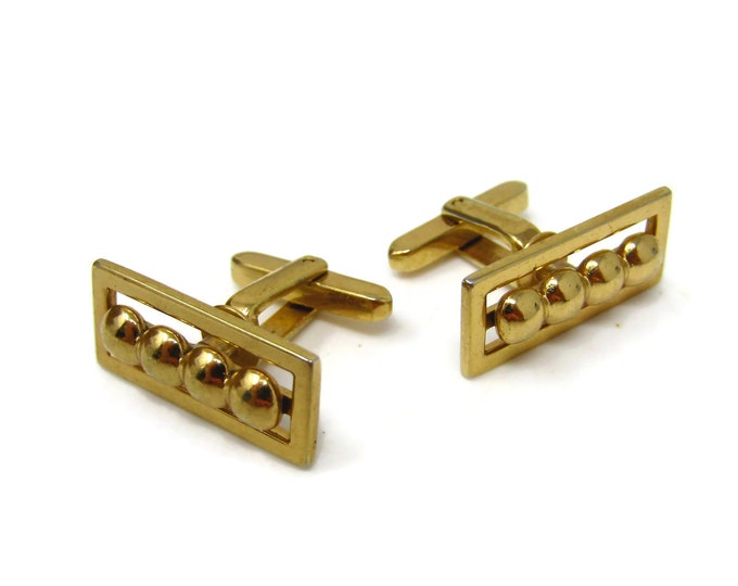 Vintage Cufflinks for Men Ball Line Center Nice Design Gold Tone