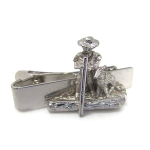 Man Dog Raft Tie Clip Tie Bar: Vintage Silver Tone - Stand Out from the Crowd with Class