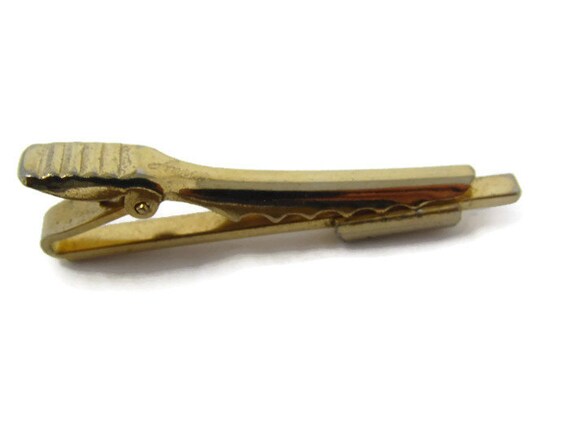 Rectangle Accent Tie Clip Vintage Tie Bar: Gold T… - image 3