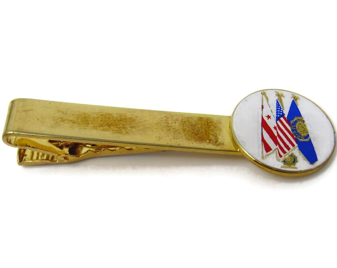 Flag Tie Clip Men's Vintage American Legion Beautiful Gold Tone Nice Quality