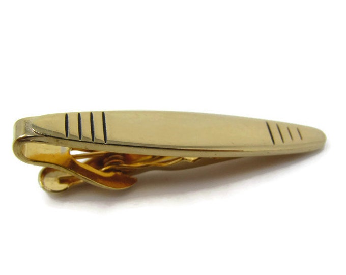 Vertical Grooves Tie Clip Vintage Tie Bar: Excellent Design Nice Quality Gold Tone
