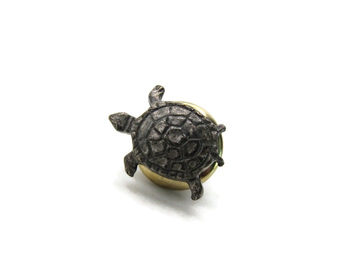 Turtle Tie Pin Textured Patterns Men's Jewelry Silver Tone