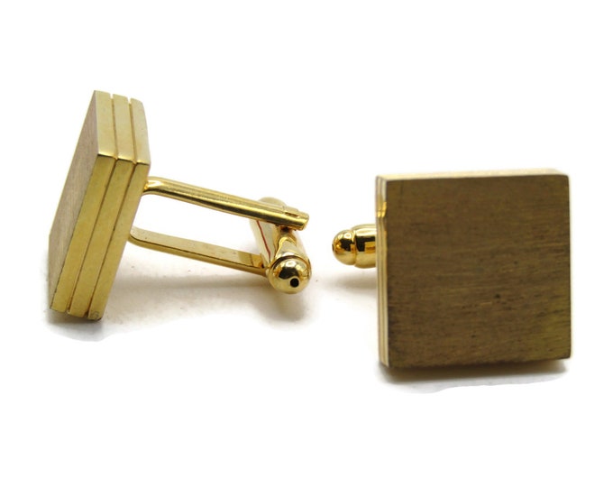 Square Brushed Finished Cuff Links Men's Jewelry Gold Tone