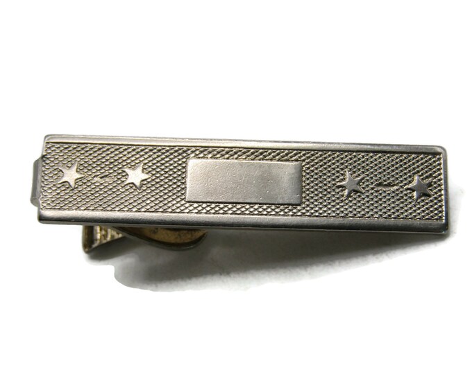 Star Pattern Textured Tie Bar Tie Clip Men's Jewelry Silver Tone