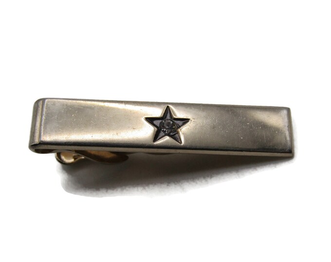 Star And Rhinestone Inlay Tie Bar Tie Clip Men's Jewelry Gold Tone