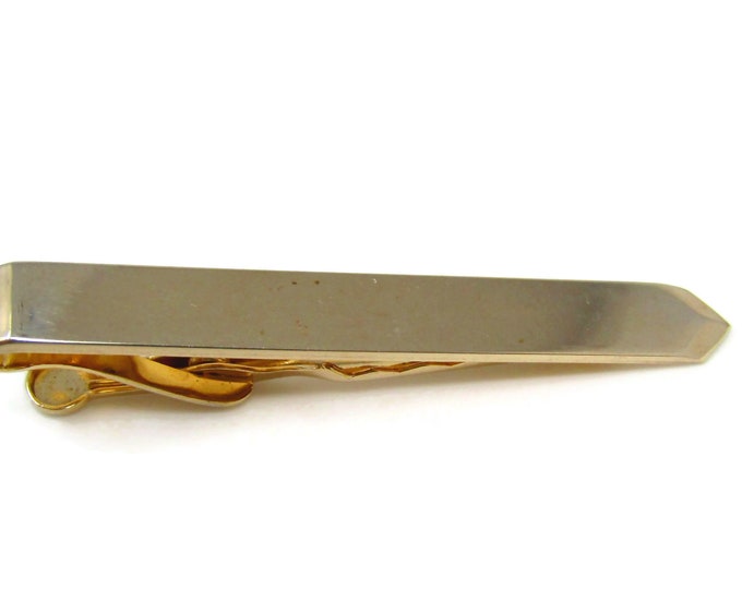 Pointed Tip Tie Clip Vintage Tie Bar Nice Design Gold Tone Gift for Dad, Brother, Husband