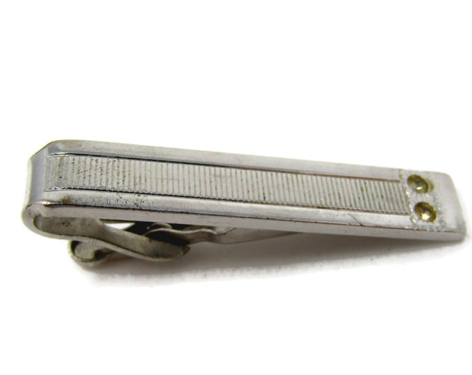 Cool Tie Clip Vintage Tie Bar Retro Design Double Jewel Gift for Dad Son Husband Boyfriend
