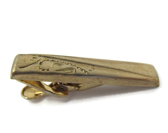 Interesting Etch Tie Clip Tie Bar: Vintage Gold Tone - Stand Out from the Crowd with Class