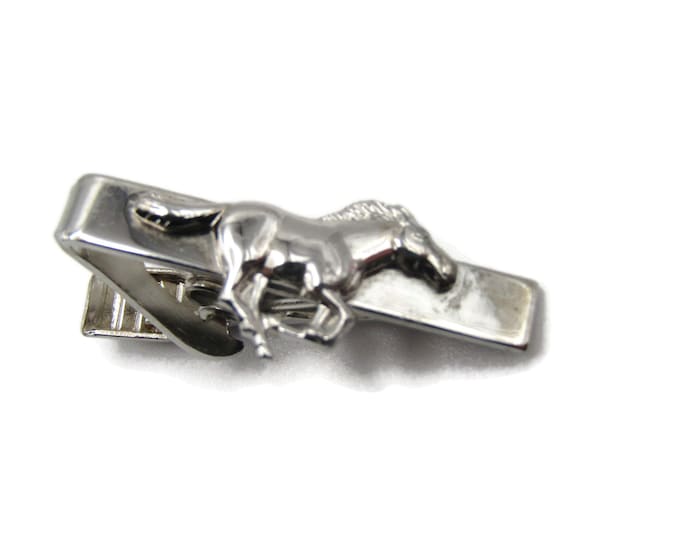Running Horse Horseracing Silver Tone Tie Clip Tie Bar Men's Jewelry
