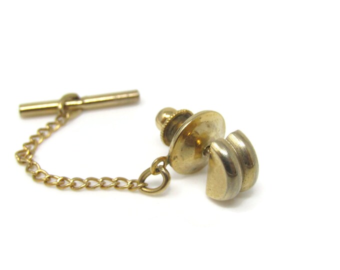 Stacked Half Discs Modernist Tie Tack Pin Gold Tone Vintage Men's Jewelry