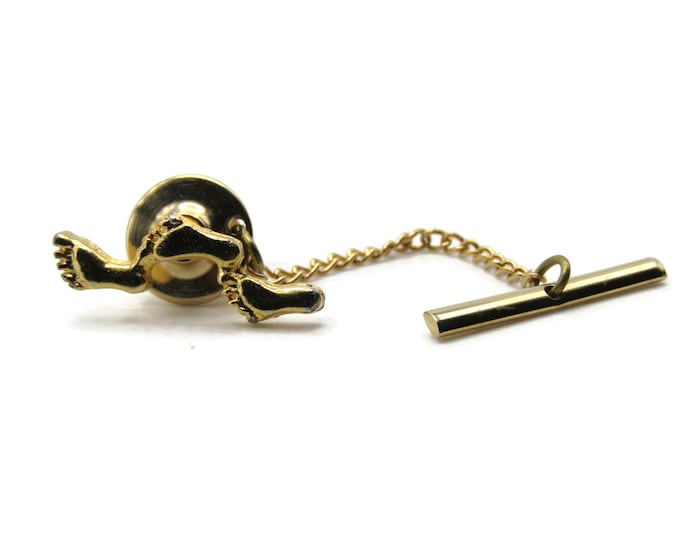 Three Feet Tie Pin And Chain Men's Jewelry Gold Tone