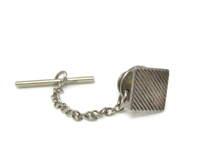 Diagonal Grooves Tie Pin Tack Vintage: Nice Design Sterling Silver