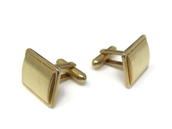 Vintage Gold Tone Rectangle Cufflinks for Men - image 1