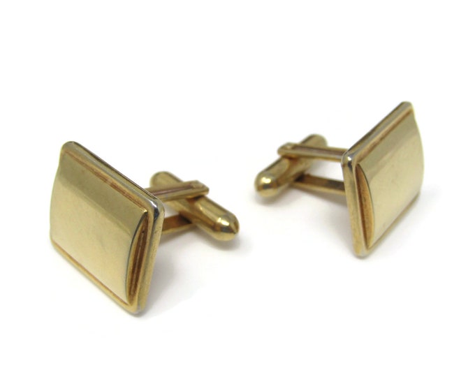 Nice Quality Rectangle Cufflinks for Men: Vintage Gold Tone - Stand Out from the Crowd with Class