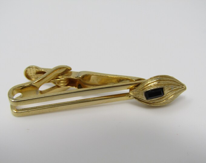 Stylized Leaf Tie Clip Men's Vintage Tie Bar Gold Tone