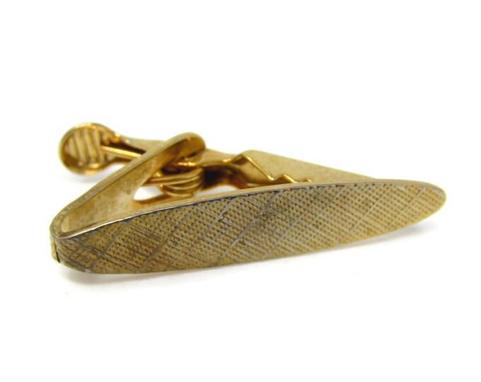 Classic Tie Clip Vintage Tie Bar Textured Gold Tone Gift for Dad Son Husband Boyfriend