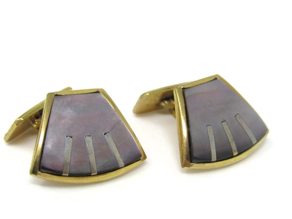 Gorgeous Dark Mother of Pearl Cufflinks for Men's… - image 2