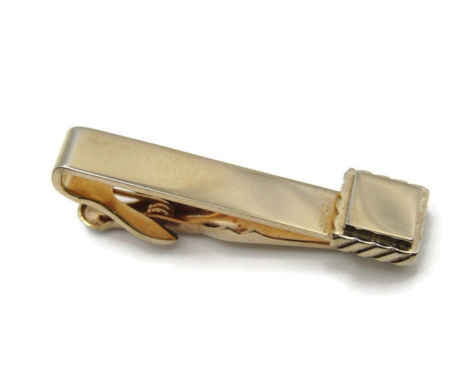 Square Shape Inset Design Gold Tone Modernist Tie Bar Tie Clip Men's Jewelry
