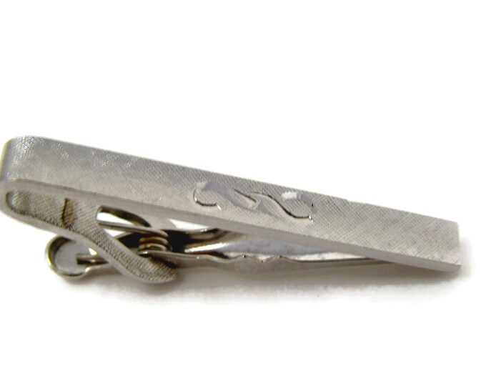 Swirl Etch Tie Clip Men's Vintage Tie Bar Textured Silver Tone