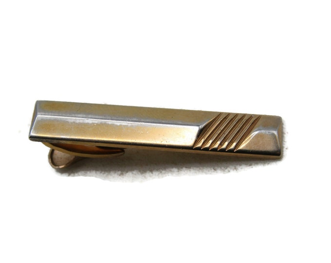 Diagonal Lines Tie Bar Tie Clip Men's Modernist Jewelry Gold Tone