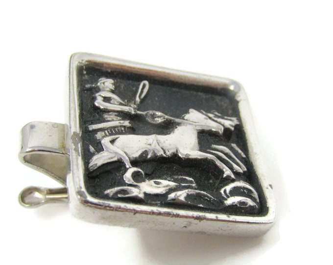 Chariot Horses Driver Tie Clip Bar Silver Tone Vintage Men's Jewelry Nice Design