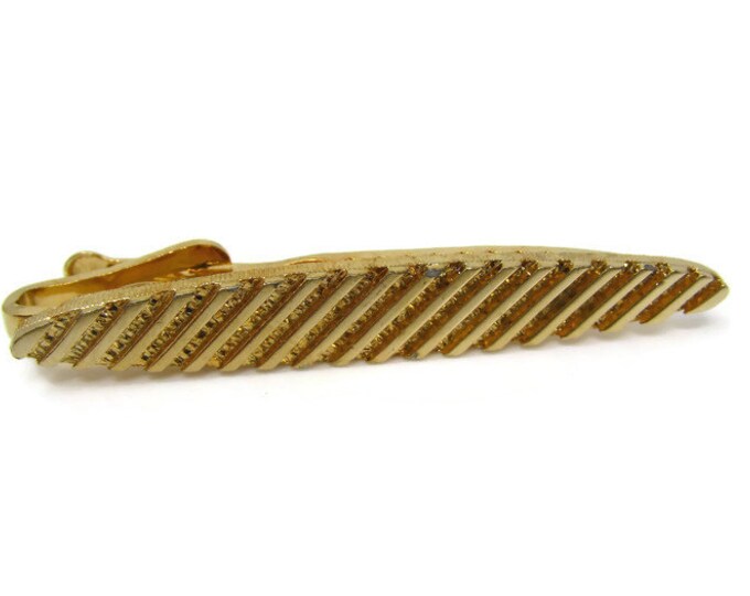 Bold Striped Tie Clip Vintage Tie Bar: Gold Tone