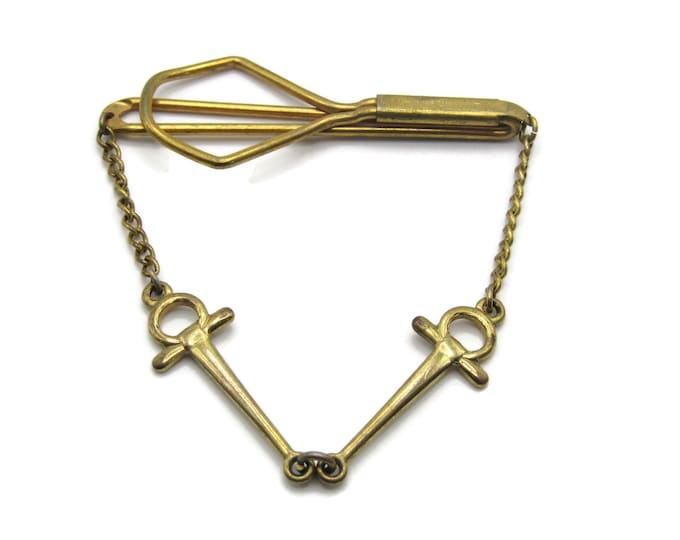 Sword Shape Cross Shape Gold Tone Tie Chain Tie Clip Open Body Tie Bar Men's Jewelry