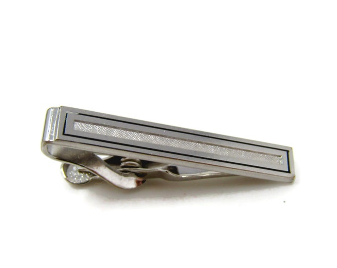 Small Tie Bar Tie Clip Vintage Silver Tone Nice Design