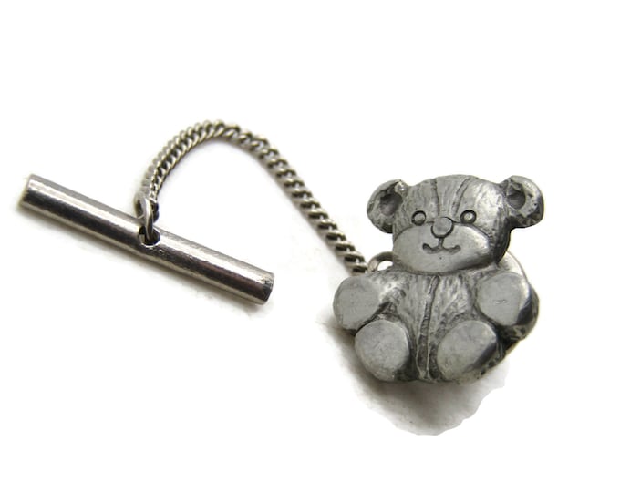 Teddy Bear Tie Pin Men's Jewelry Silver Tone