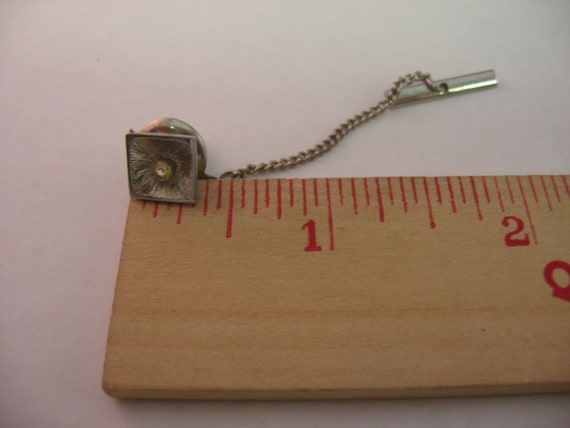 Vintage Men's Tie Tack Pin Jewelry:  Clear Jewel … - image 5