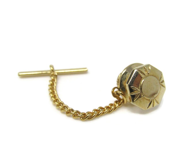 Stylized Sun Tie Tack Pin Gold Tone Vintage Men's Jewelry