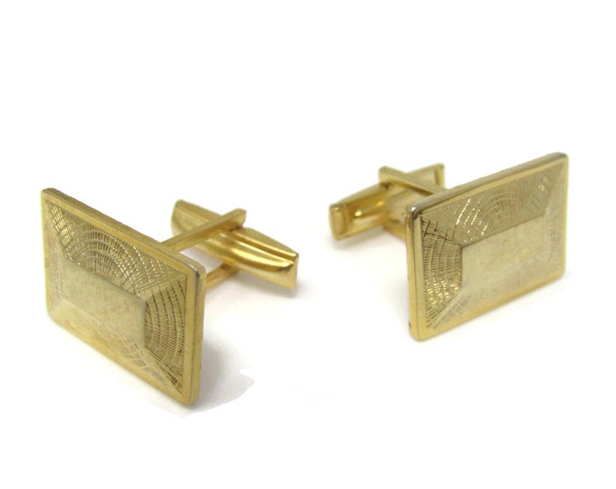 Fancy Rectangle Cufflinks for Men: Vintage Gold Tone - Stand Out from the Crowd with Class