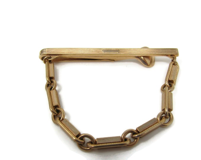 Stunning Chain Tie Clip Tie Bar: Vintage Gold Tone - Stand Out from the Crowd with Class High Quality