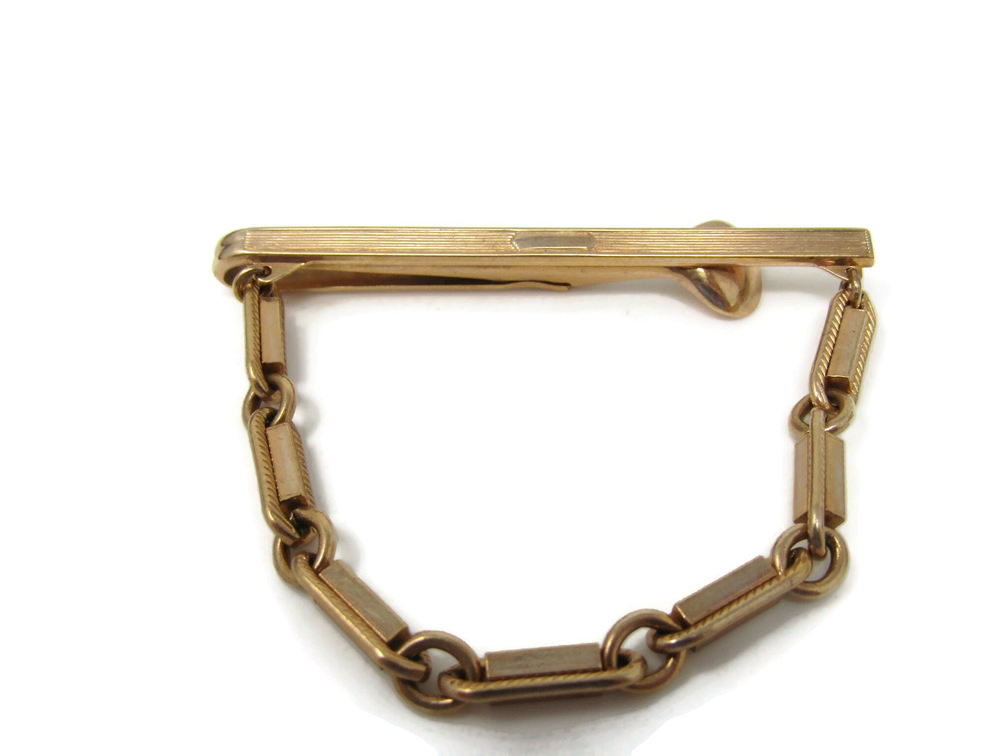 Stunning Chain Tie Clip Tie Bar Vintage Gold Tone Stand Out from the