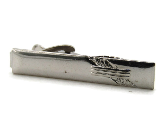 Diagonal Lines And Bar Design Tie Clip Tie Bar Men's Jewelry Silver Tone